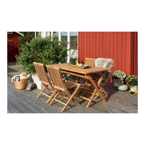 Turin langt havebord - Massiv teaktræ - Foldbart - Mål: 140 x 80 cm. - Stærk pris